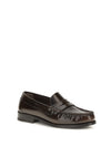 rivet vintage brushed leather loafers