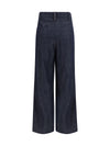 denim effect twill wide pants