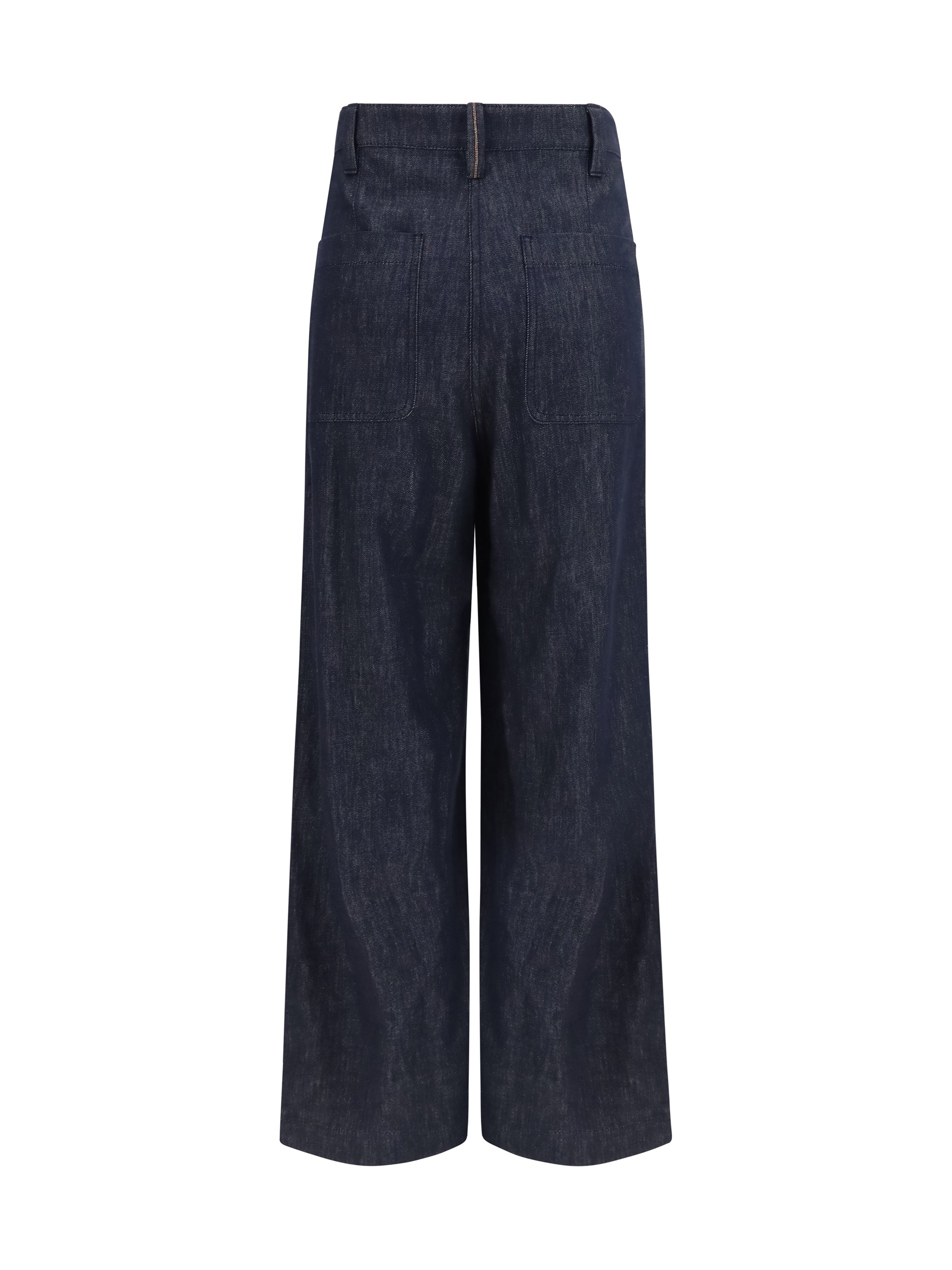 denim effect twill wide pants
