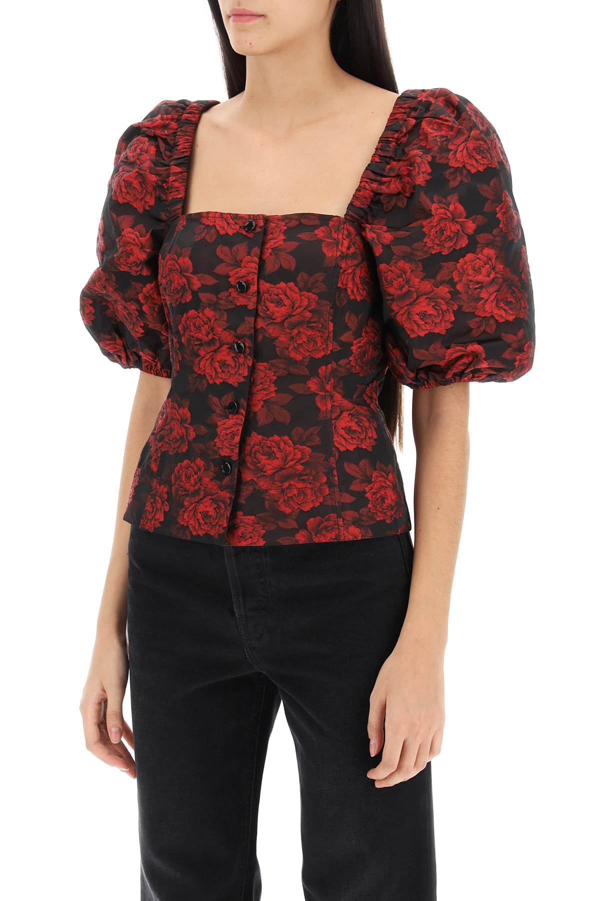 blouse in floral jacquard