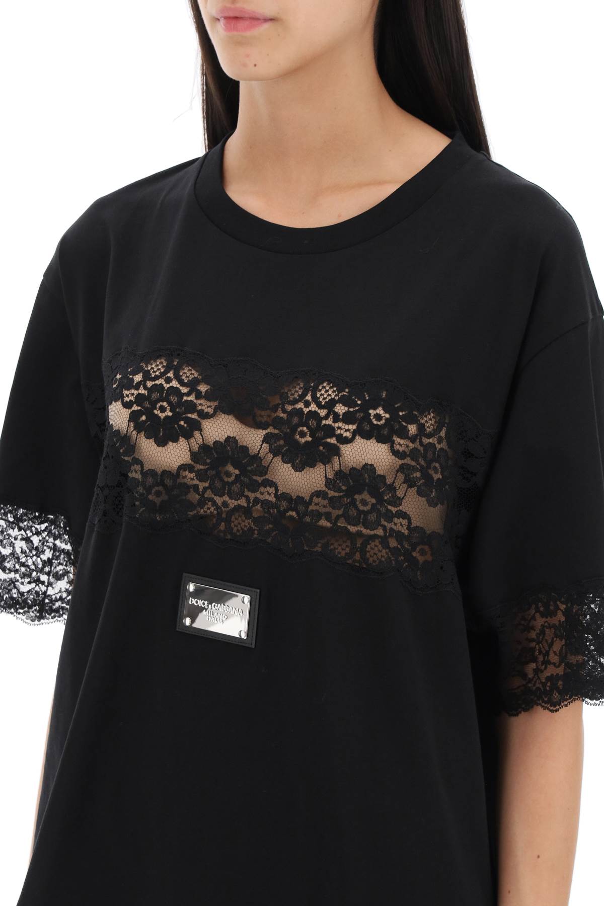 t-shirt with lace inserts