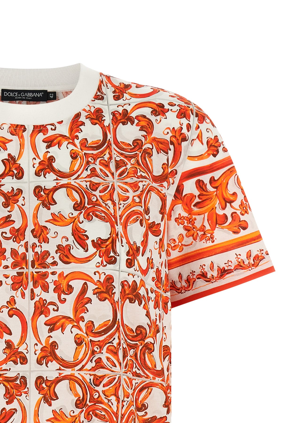 all-over maiolica print light cotton crew neck t-shirt