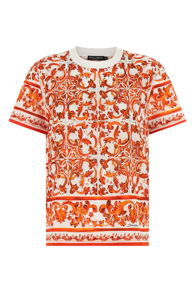 all-over maiolica print light cotton crew neck t-shirt