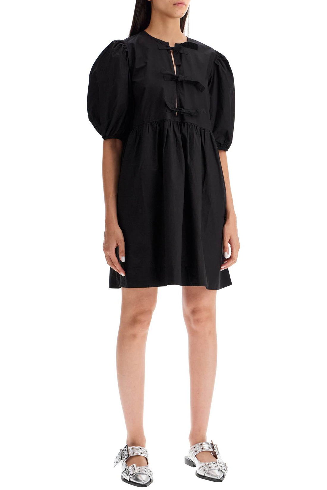 tie string poplin mini dress