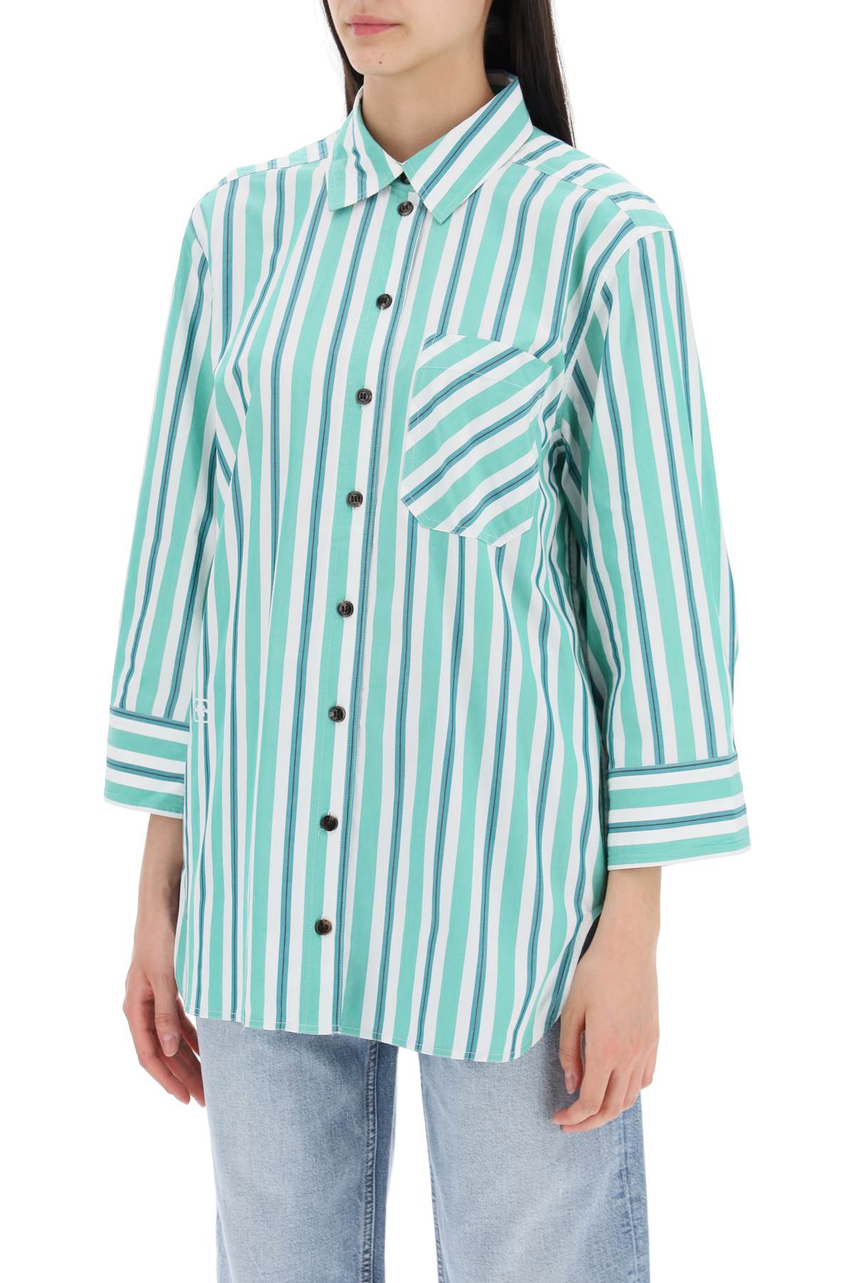 &quot;oversized striped poplin shirt