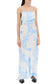 maxi printed tie-dye satin dress with r