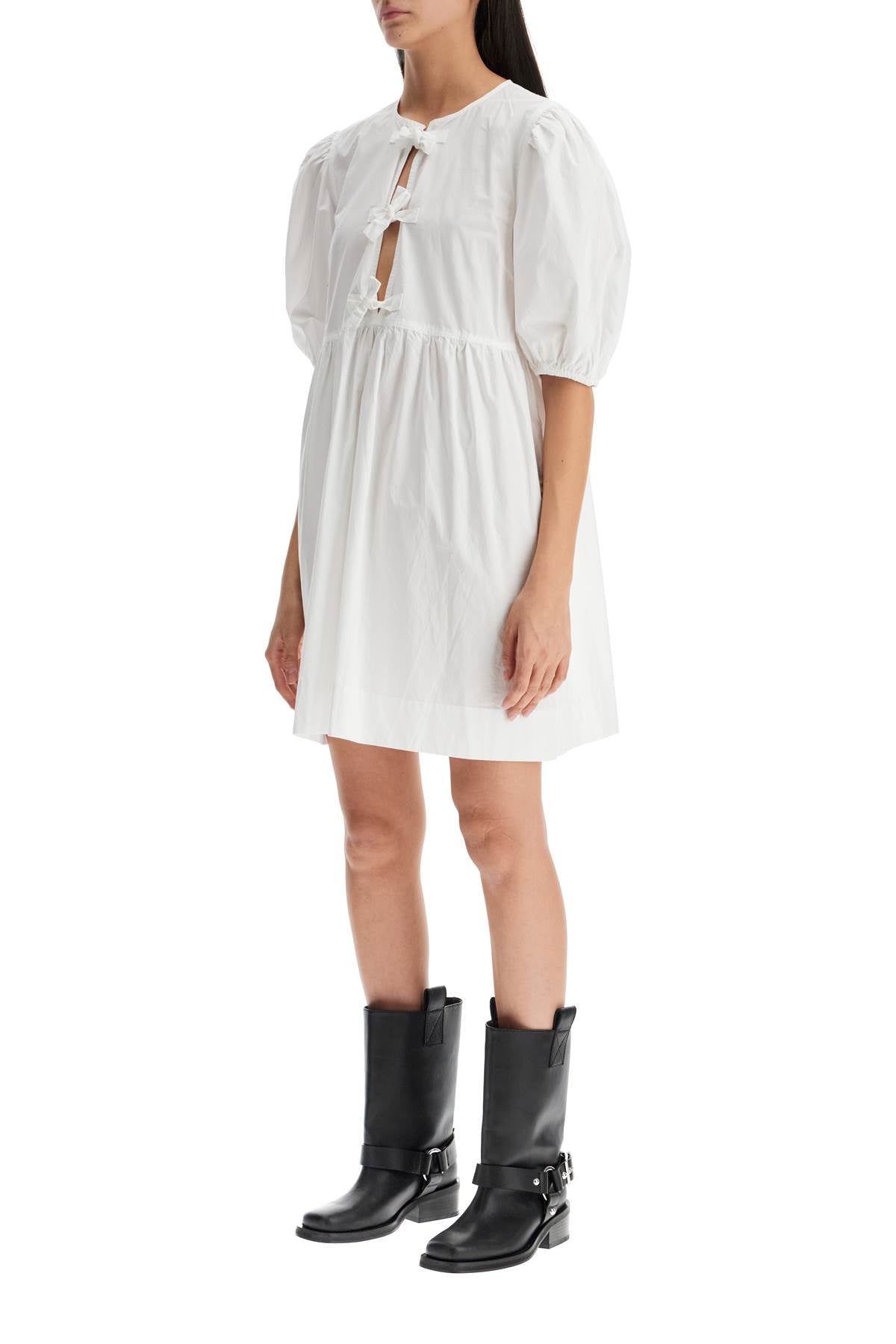 organic cotton tie string mini dress