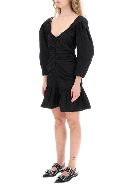 mini poplin dress with curved sleeves