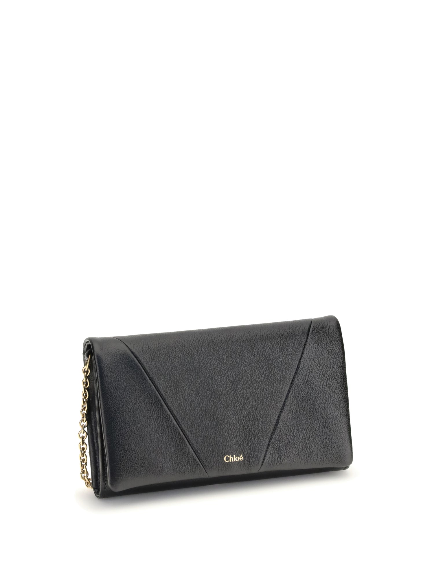 CHLOÉ OS spin wallet with flap and chain