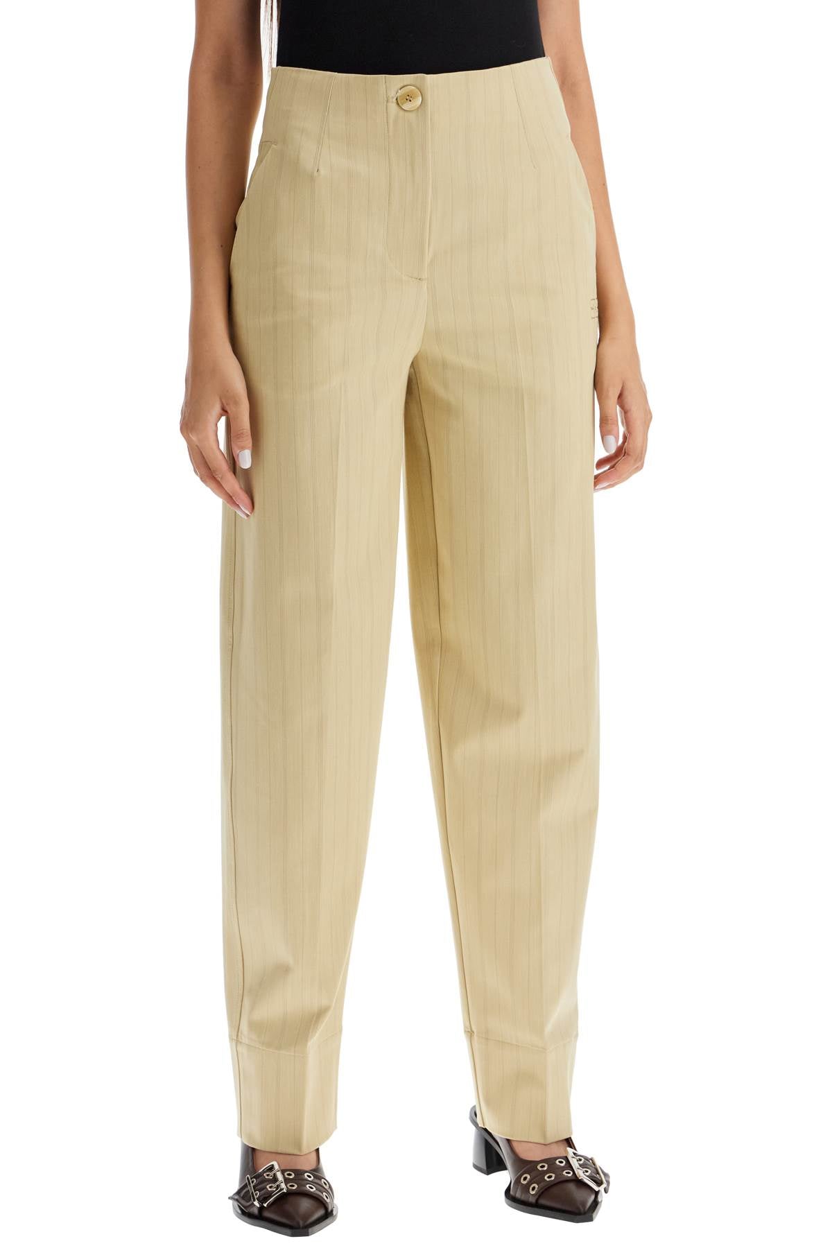 striped tapered trousers