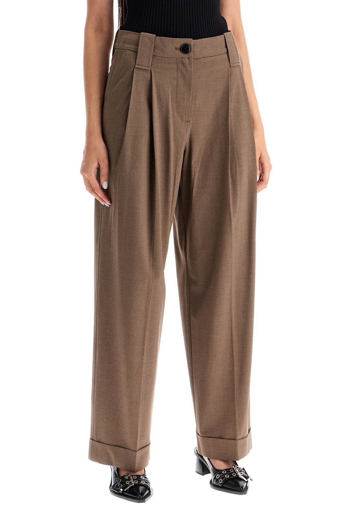 &quot;flowy trousers with two ple