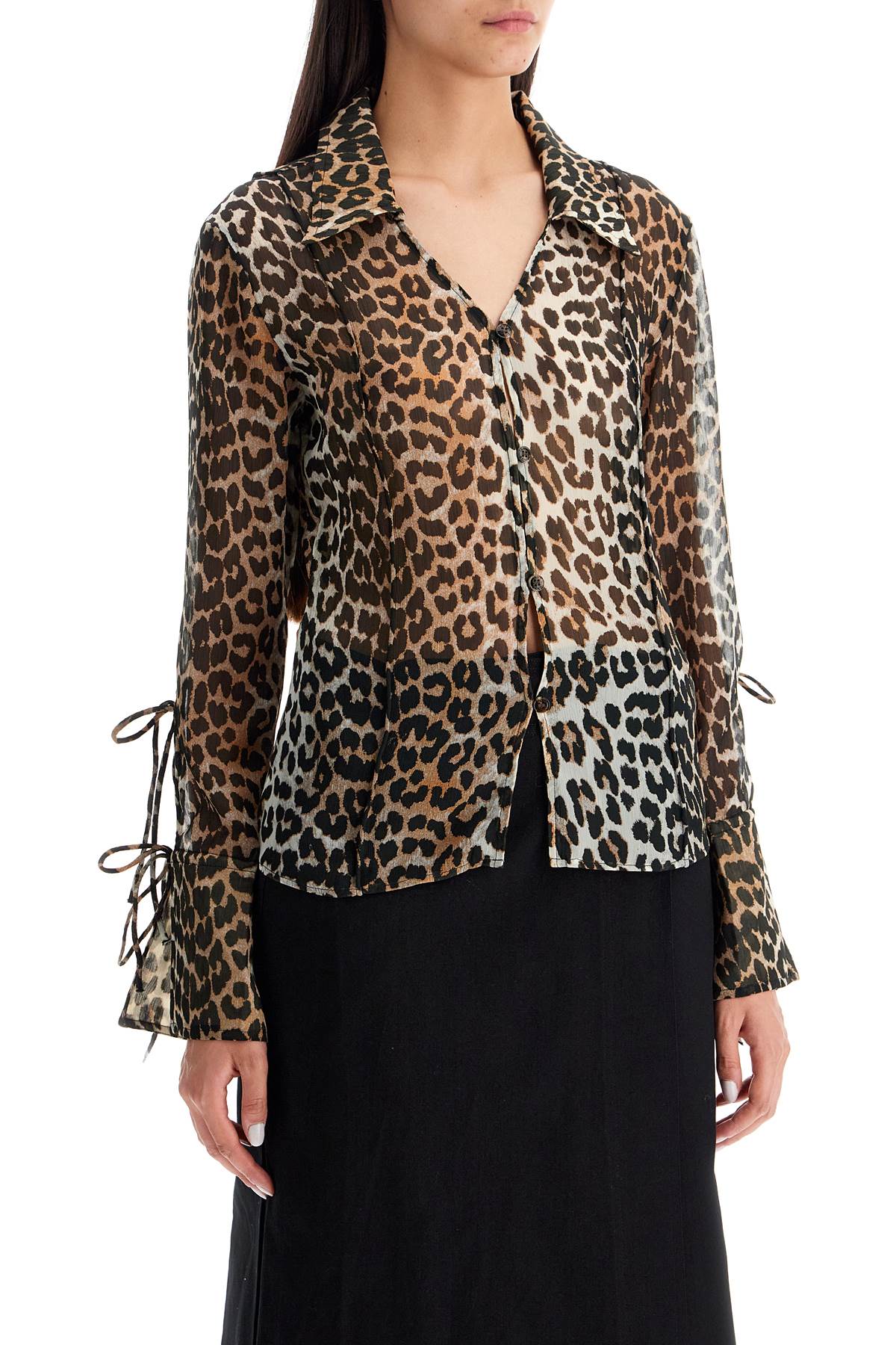 leopard print chiffon blouse