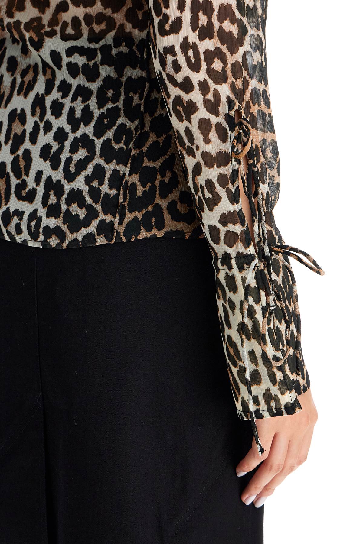 leopard print chiffon blouse