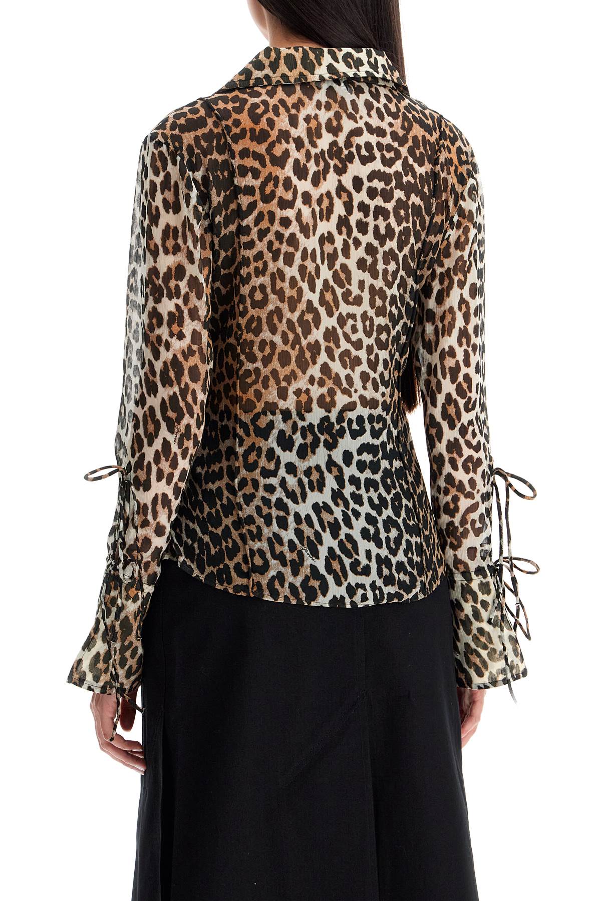 leopard print chiffon blouse