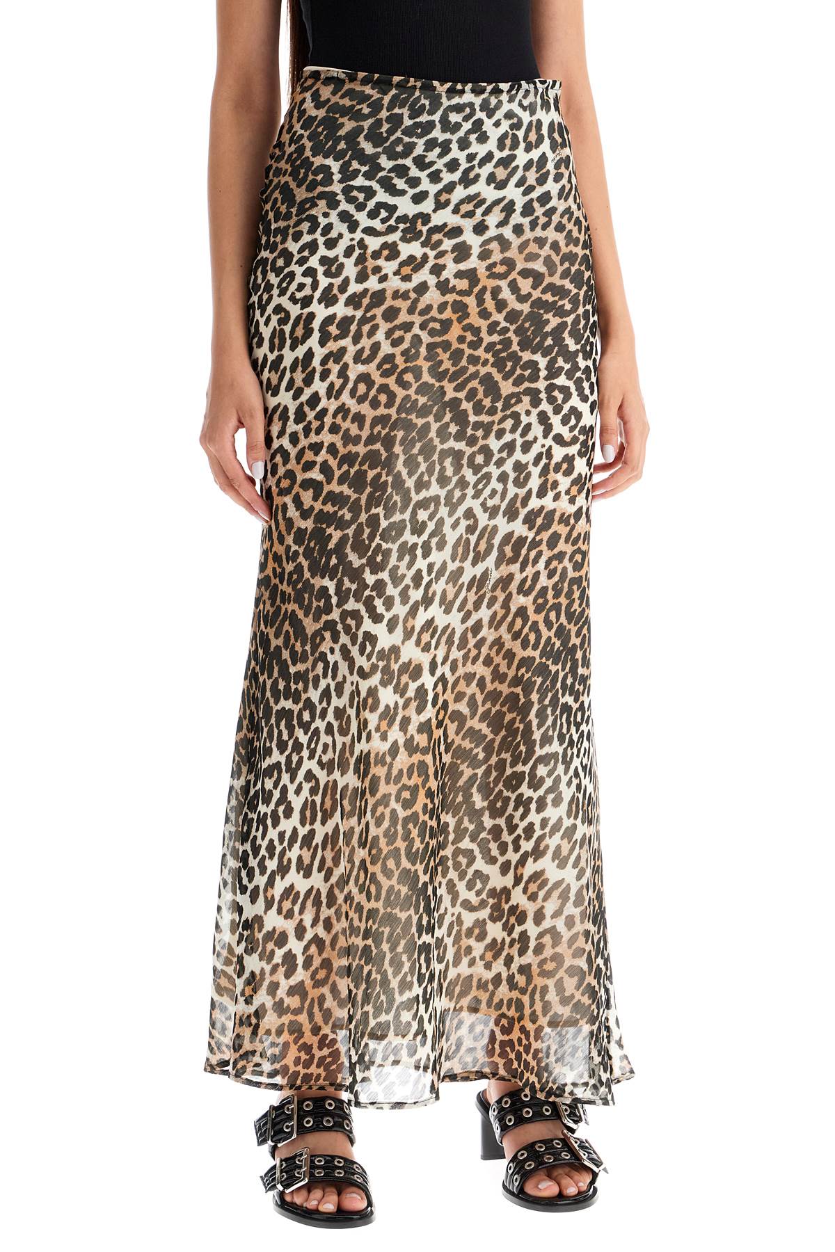 long chiffon animal print maxi skirt