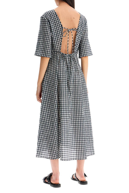 midi seersucker check dress