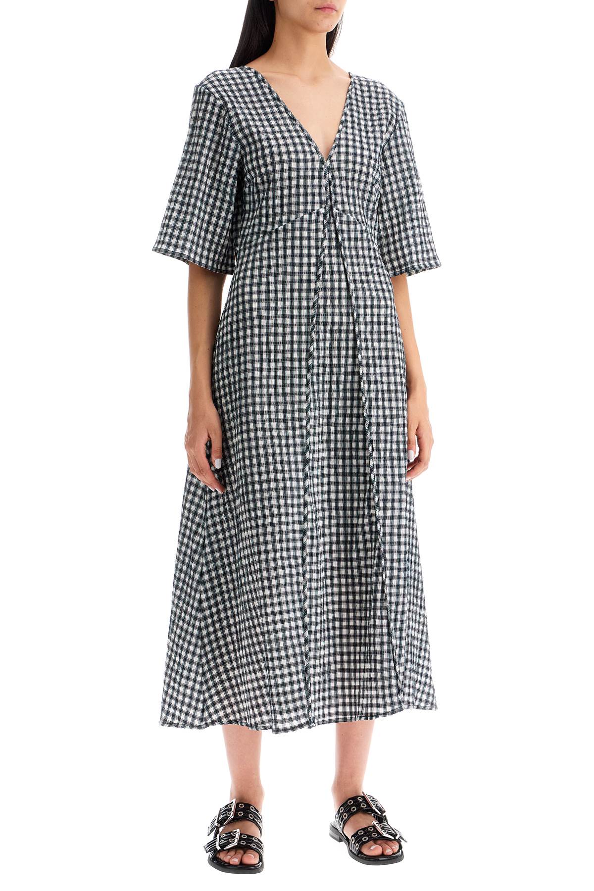 midi seersucker check dress