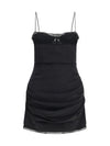 corset dress with lace neckline