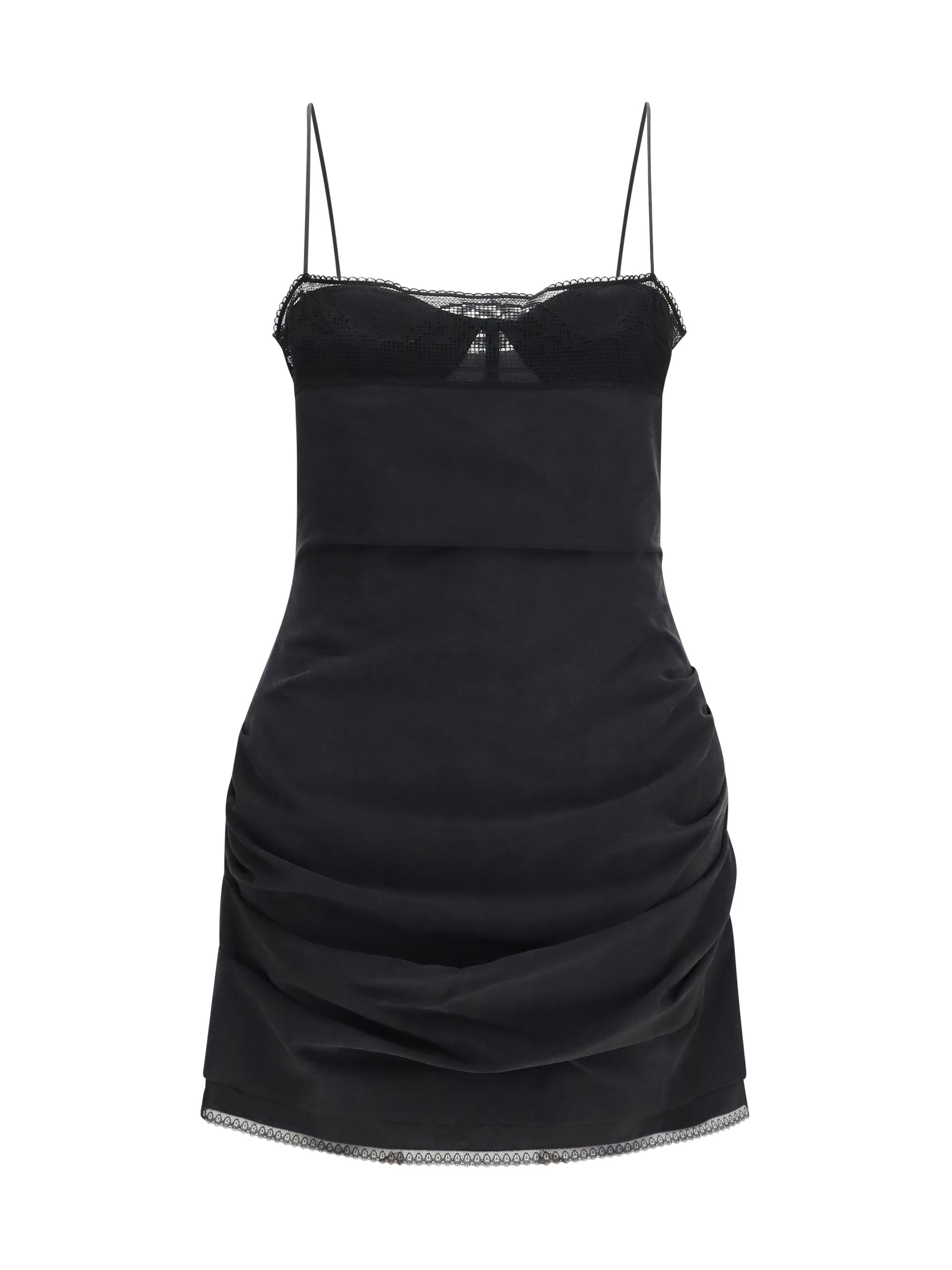 corset dress with lace neckline