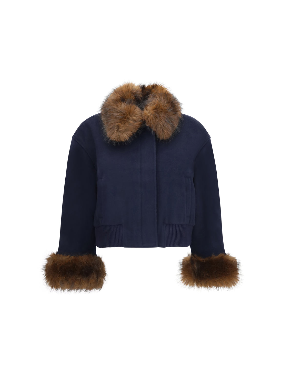 SELF-PORTRAIT 8 wool-blend jacket with faux fur collar