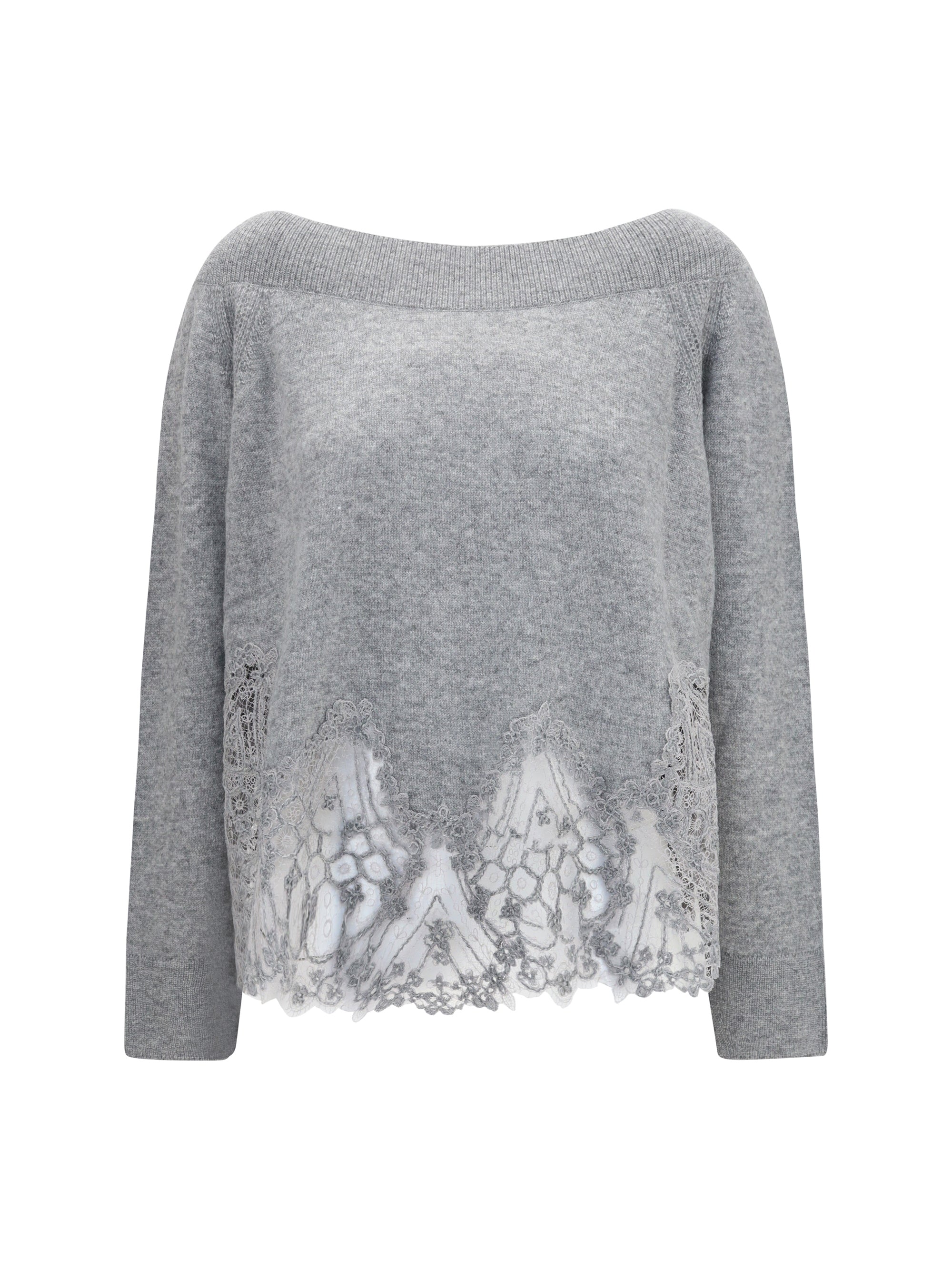 boat neck lace sweater