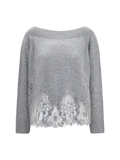 boat neck lace sweater