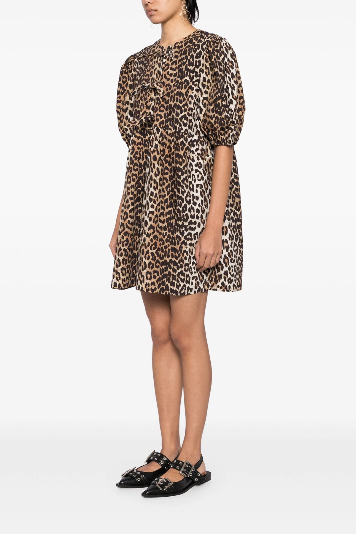 leopard print cotton poplin dress