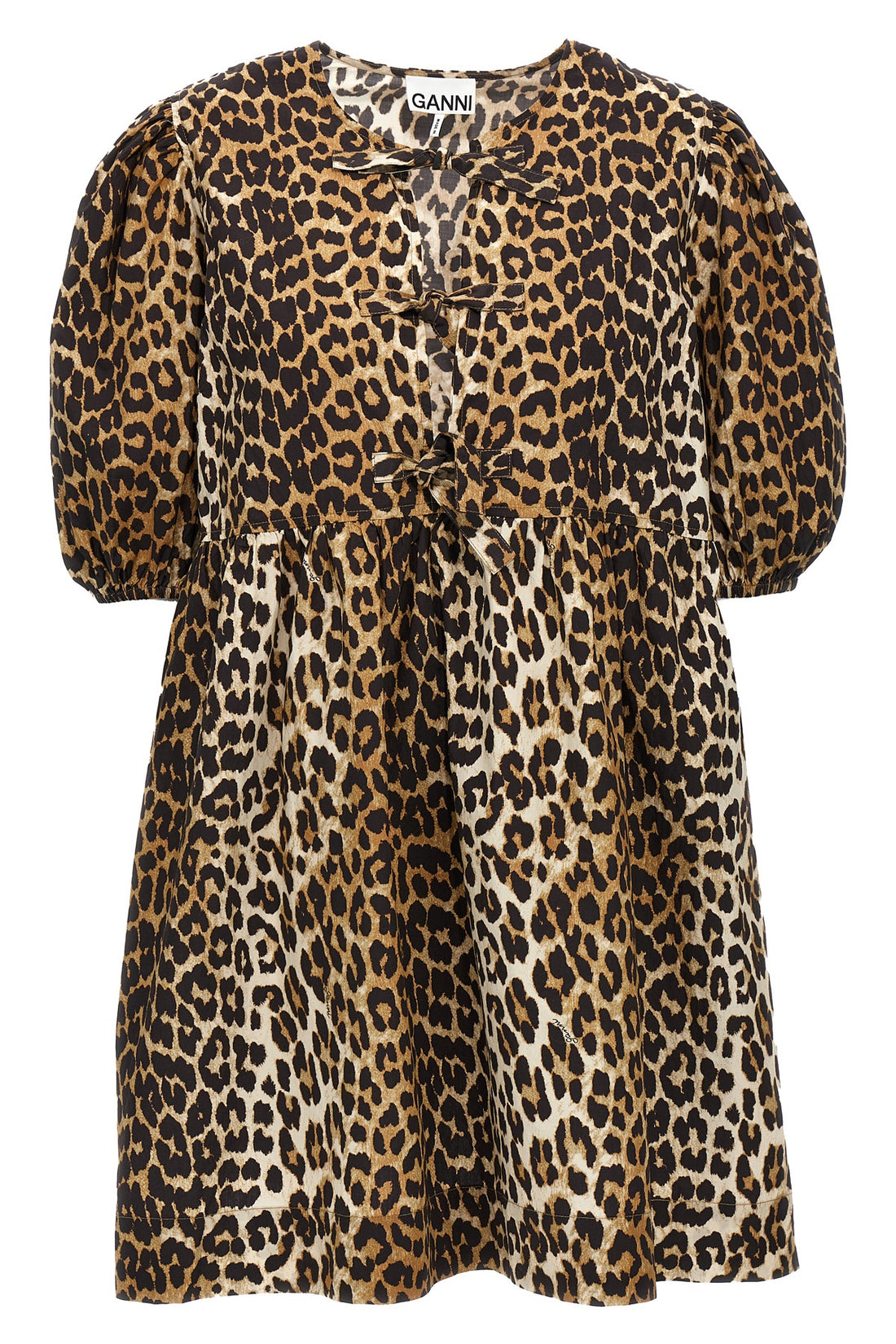 GANNI 34 leopard print cotton poplin dress