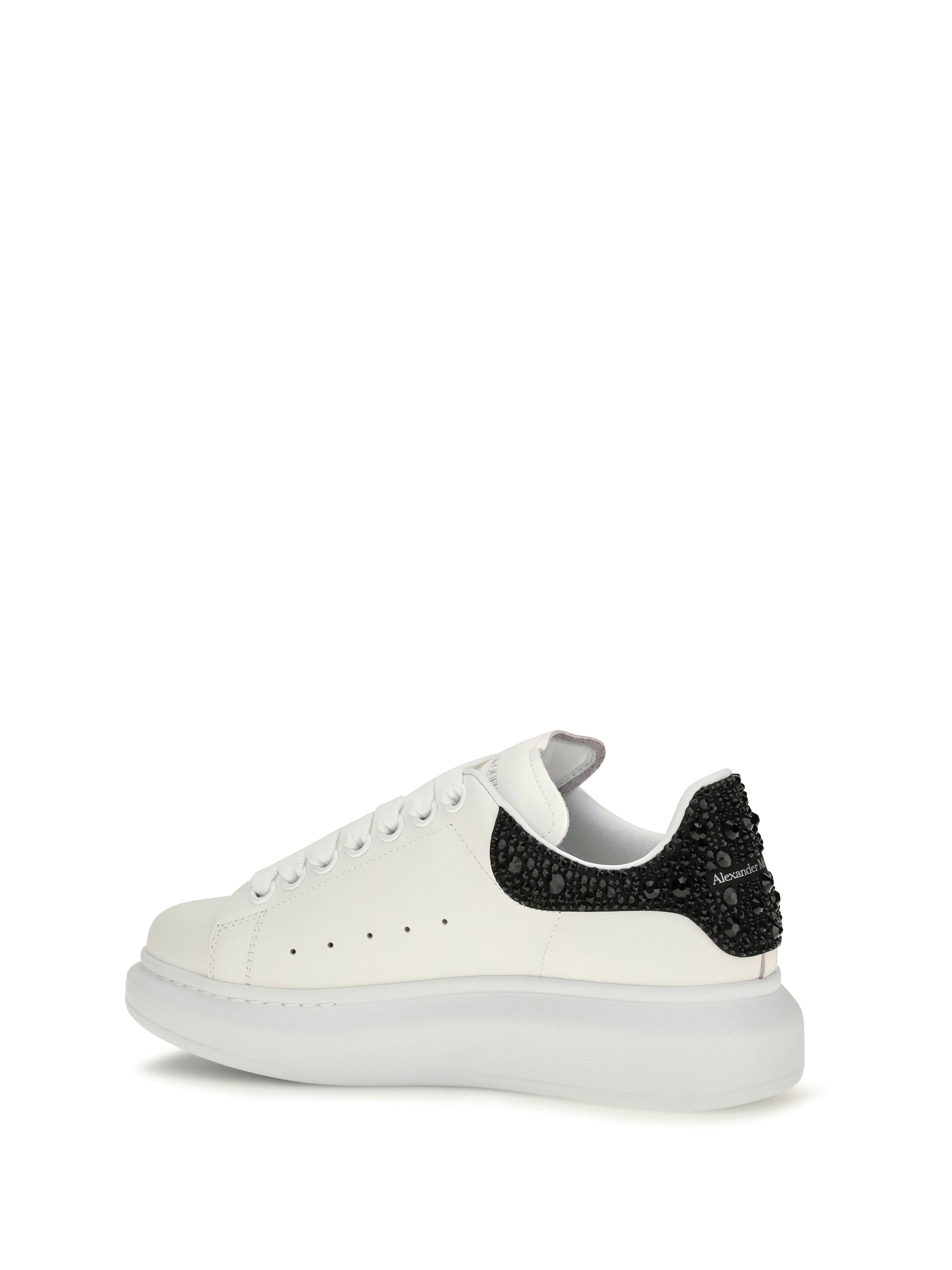 oversized sneakers with suede heel and crystal details