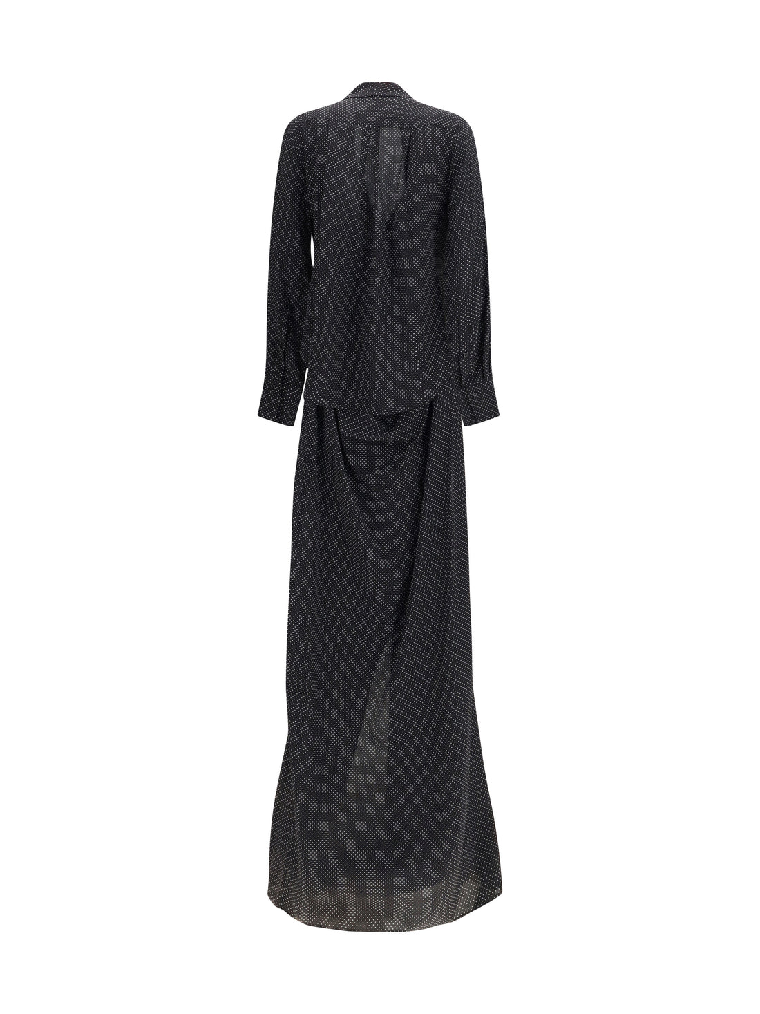 SA SU PHI 40 criss cross polka-dot silk crepe de chine long dress