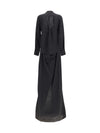 criss cross polka-dot silk crepe de chine long dress
