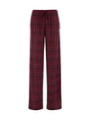 relaxed tailoring check satin pants