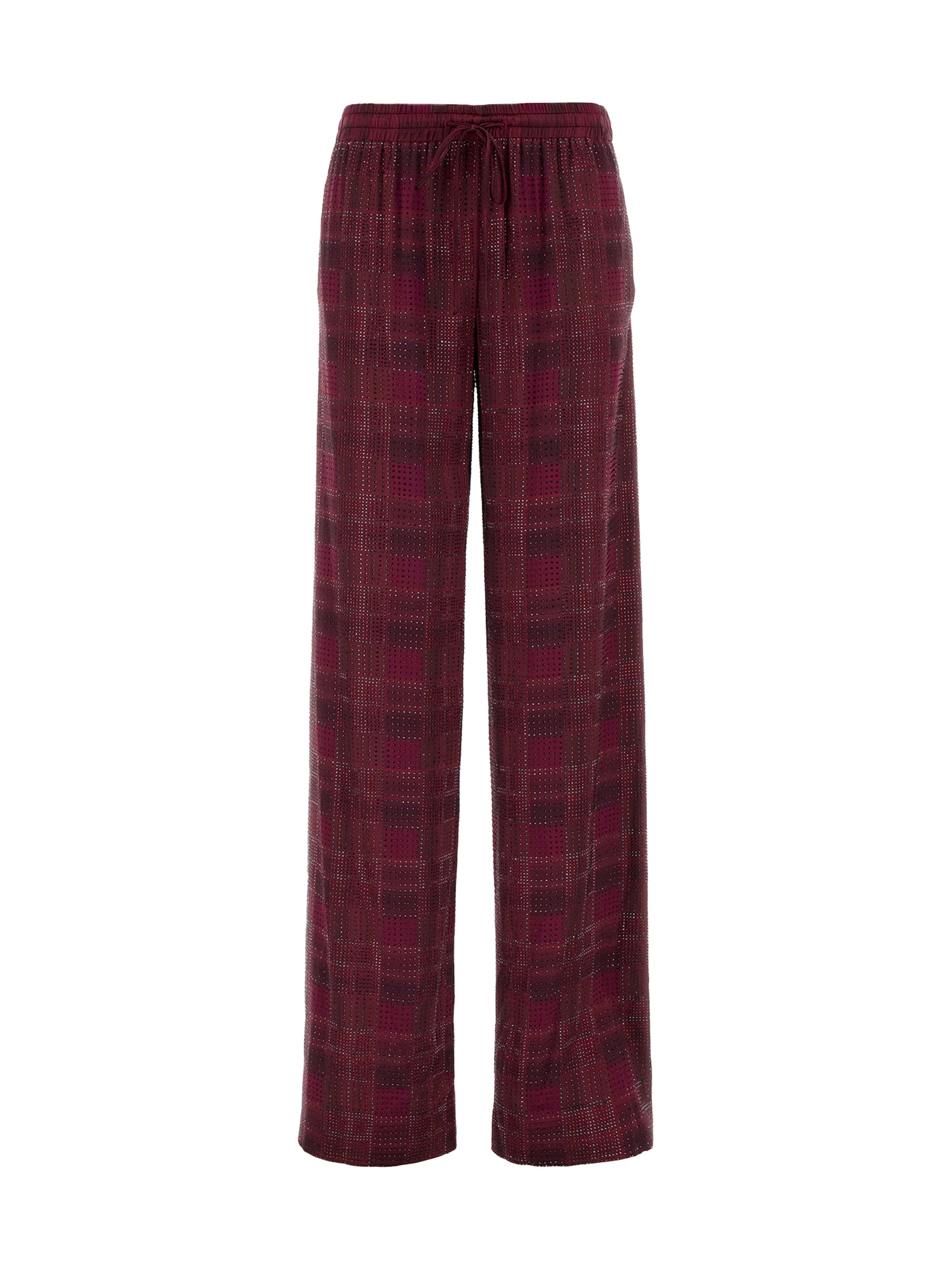 relaxed tailoring check satin pants