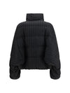 cropped pinstripe wool puffer jacket