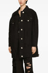 long jacket in slightly padded used-effect denim lined