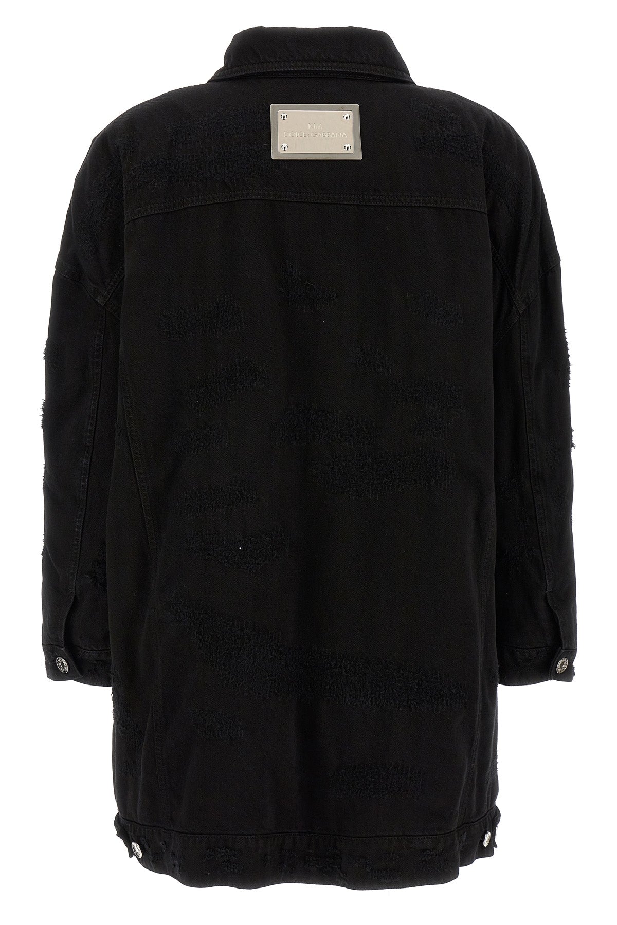 long jacket in slightly padded used-effect denim lined