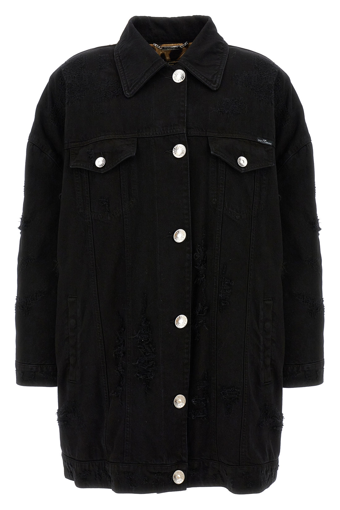 DOLCE &amp; GABBANA 40 long jacket in slightly padded used-effect denim lined