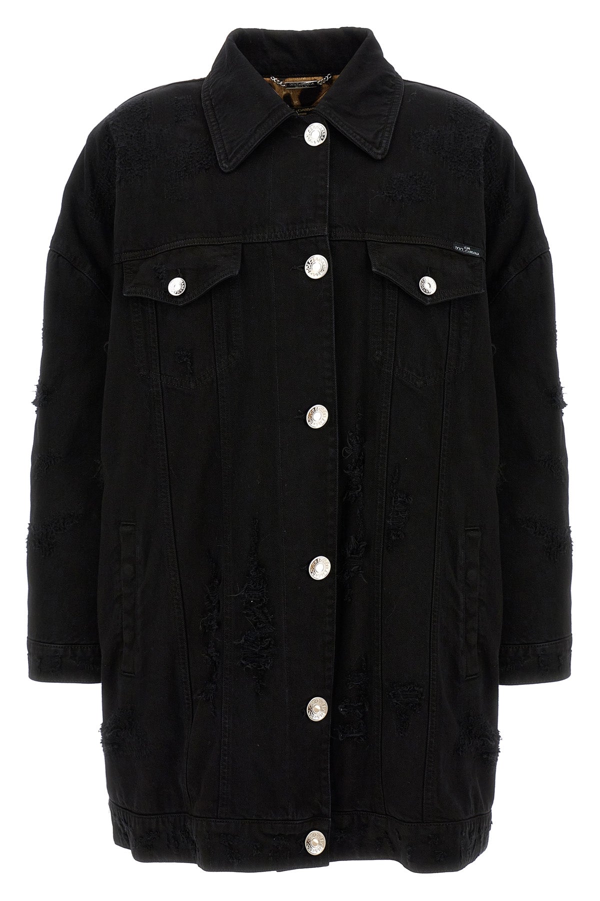 long jacket in slightly padded used-effect denim lined