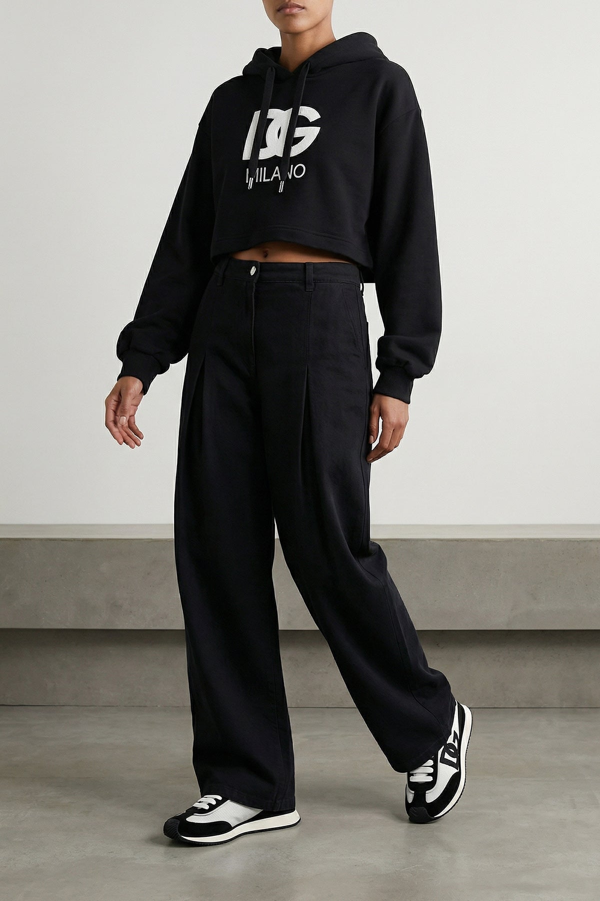 cropped cotton hoodie