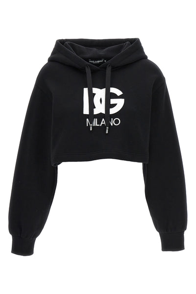 cropped cotton hoodie