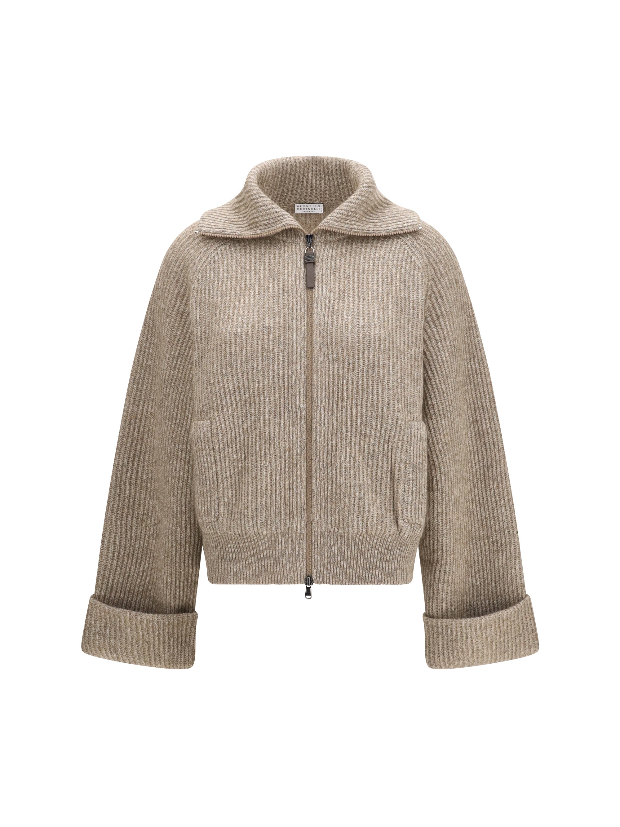 high-neck sweater with wide sleeves