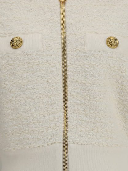 BALMAIN 36 tweed bomber jacket 
