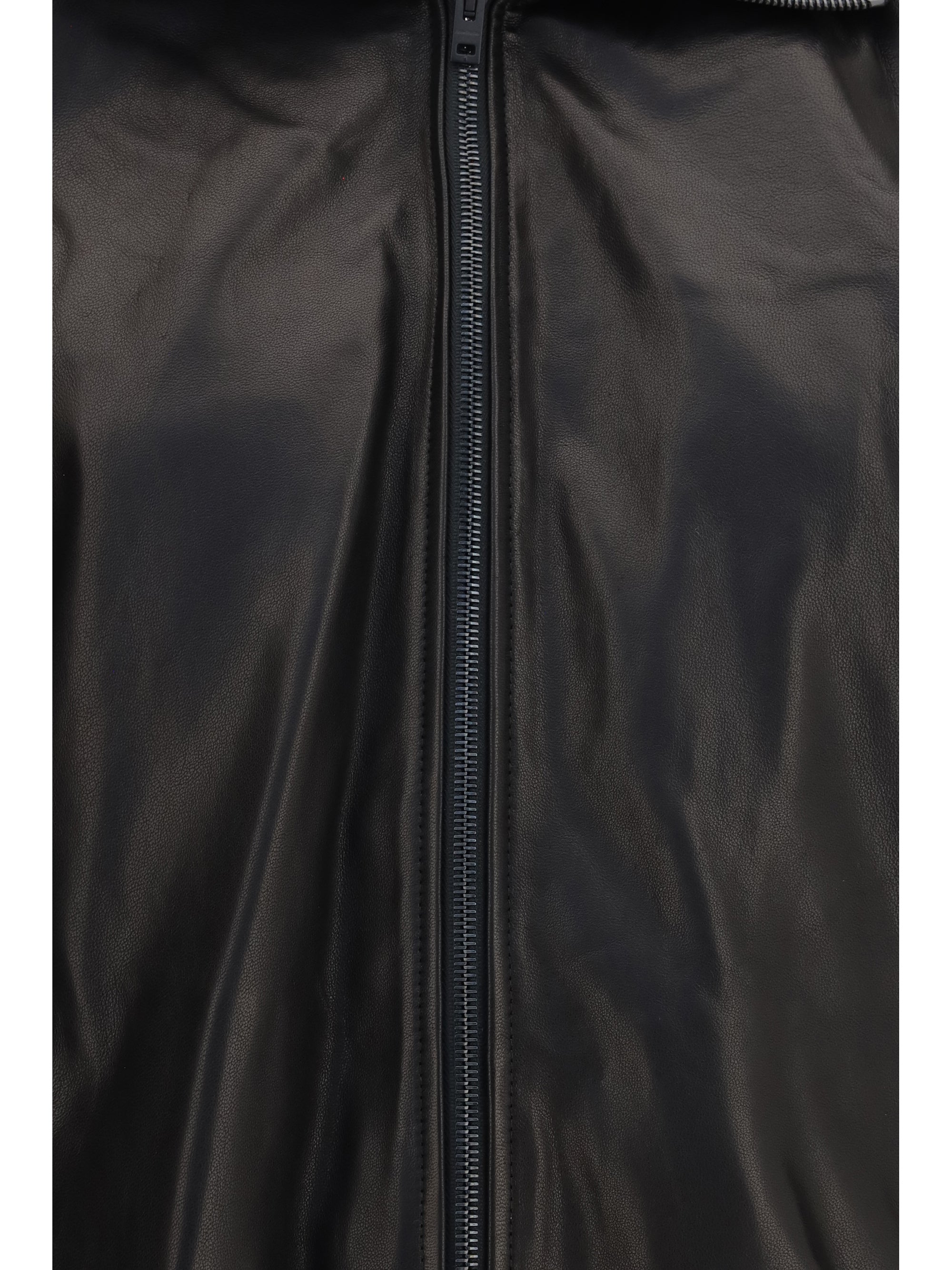 leather jacket with high collar