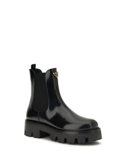 PRADA 41 brushed leather ankle boots