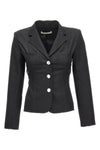 blazer monopetto in misto lana con dettaglio lacci