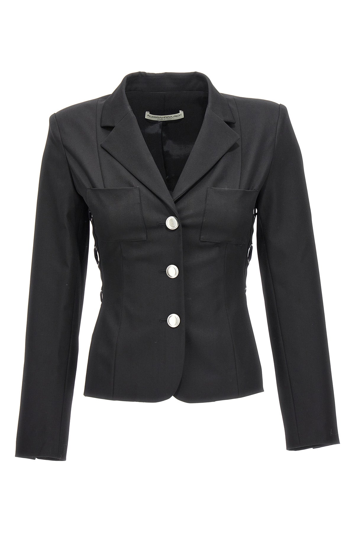 blazer monopetto in misto lana con dettaglio lacci