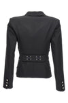 blazer monopetto in misto lana con dettaglio lacci