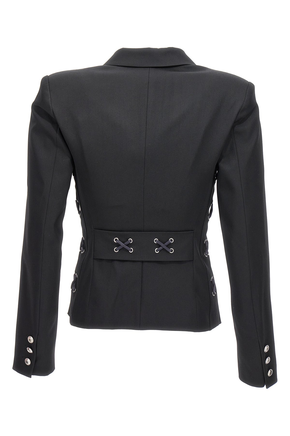 blazer monopetto in misto lana con dettaglio lacci