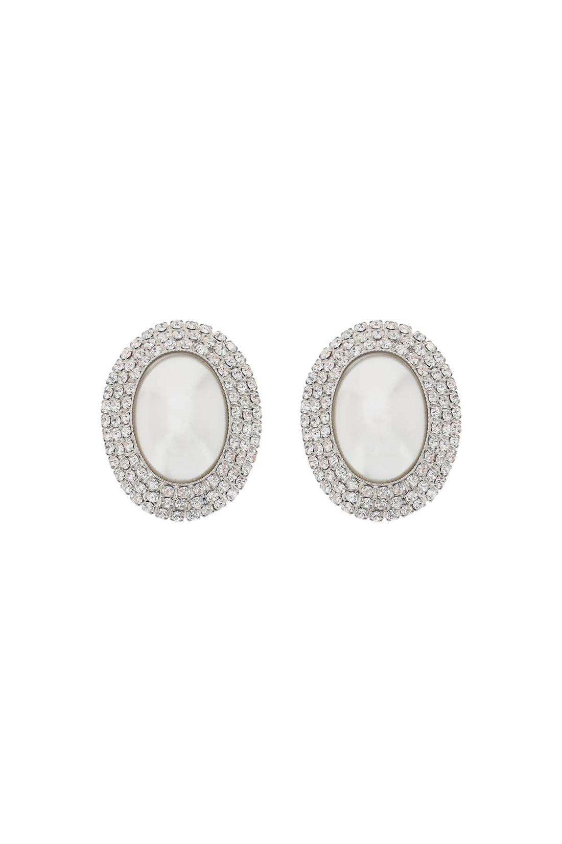 oval earrings with pearl and crystals