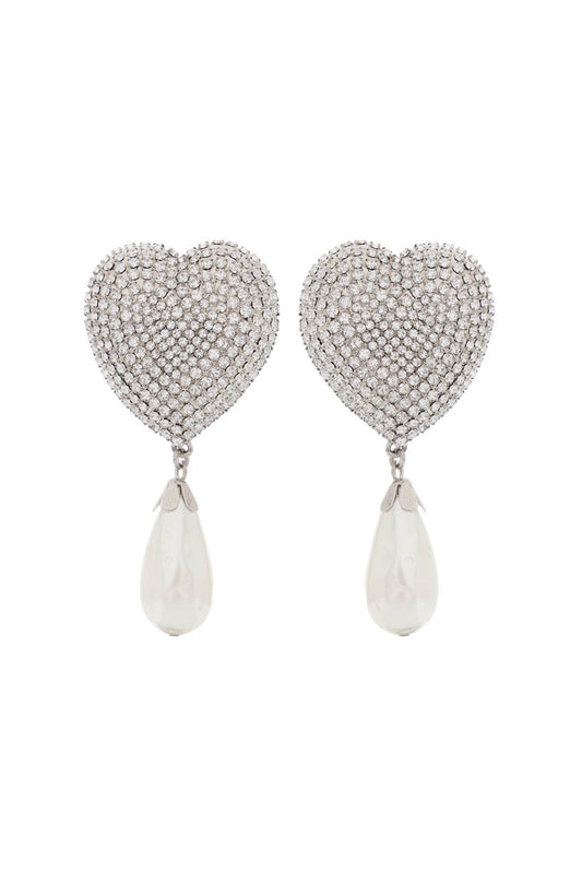 heart crystal earrings with pearls